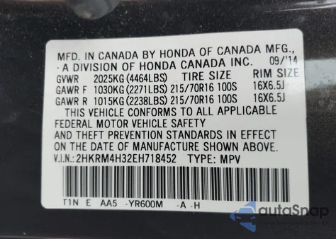 2014 Honda Cr-V Lx from USA, damaged, VIN 2HKRM4H32EH718452